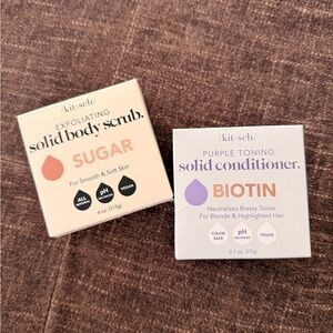 Kitsch Exfoliating Solid Sugar Body Scrub & Solid Purple Toning Conditioner New